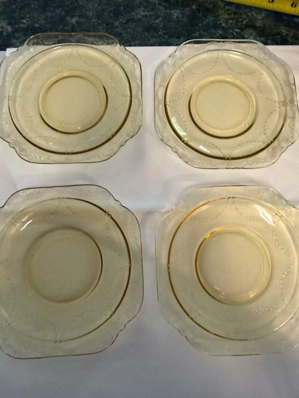 Set of 4 Vintage Amber Madrid Sauceres Federal Glass Company 1923-1939